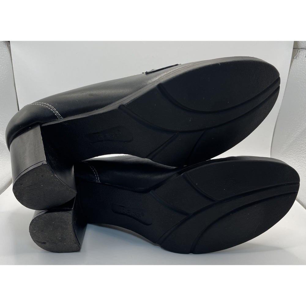 Bass Plaza Y2K Black Leather Penny Loafer Block Heel Pumps Contrast Stitch 9.5 M - Picture 8 of 8